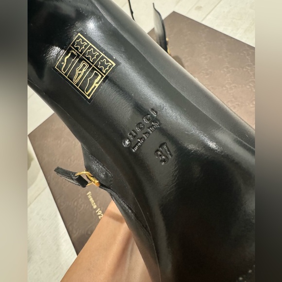 Gucci Ankle Boots Black Leather Horsebit Size 37 - Picture 4 of 5